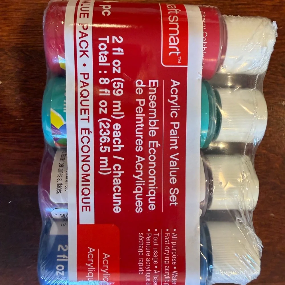 Acrylic Paint Value Set with Rainbow Ribbon and White Canvas Kit